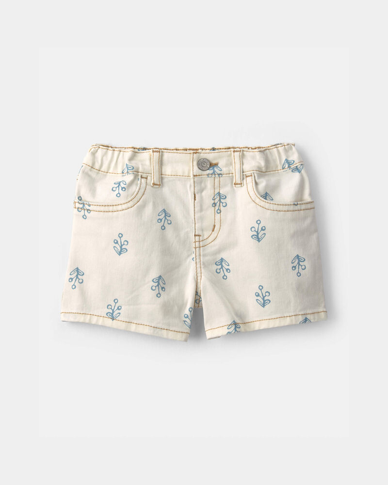 Tout-petit fille - Short en serg&eacute; &agrave; motif floral - Ivoire, image 1 sur 3 diapositives