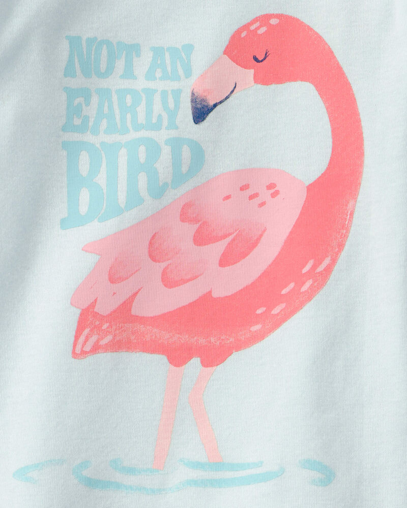 Toddler Girl Flamingo 100% Cotton Short-Sleeve Snug Fit 4-Piece pyjama Set - Pink/Blue, image 2 of 4 slides