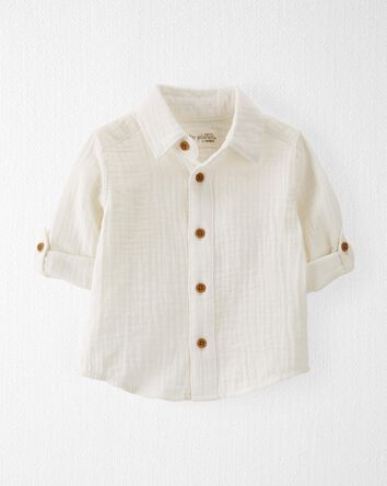 Baby Organic Cotton Gauze Button-Front Shirt, 