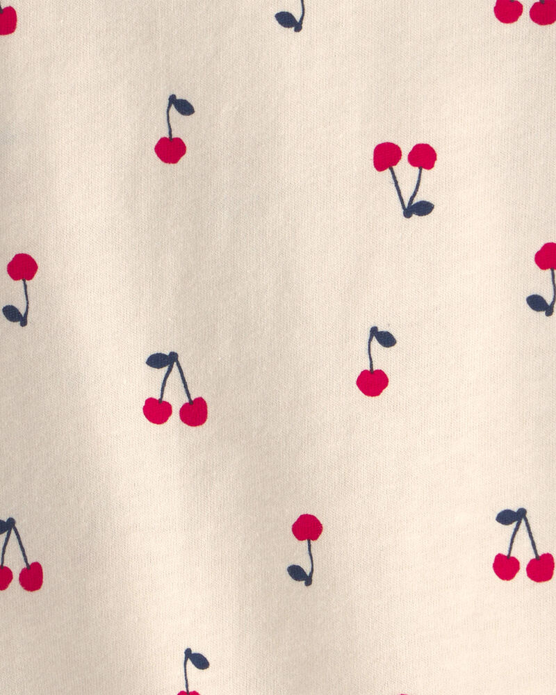 B&eacute;b&eacute; fille - D&eacute;bardeur &agrave; manches volant&eacute;es &agrave; motif cerise - Cr&egrave;me, image 2 sur 2 diapositives