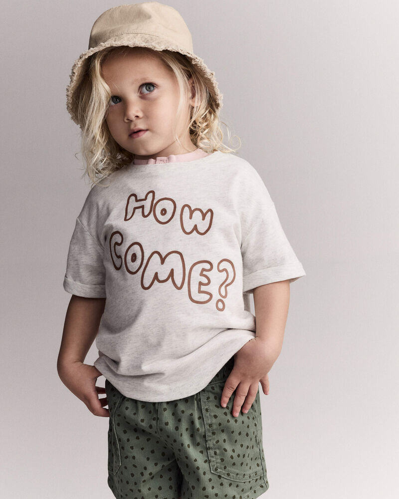 Toddler 'How Come' Rolled Cuff Tee - Heathered Grey, image 5 of 6 slides