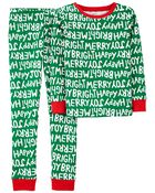 Pyjama des Fêtes 2 pièces en coton ajusté, image 1 sur 2 diapositives