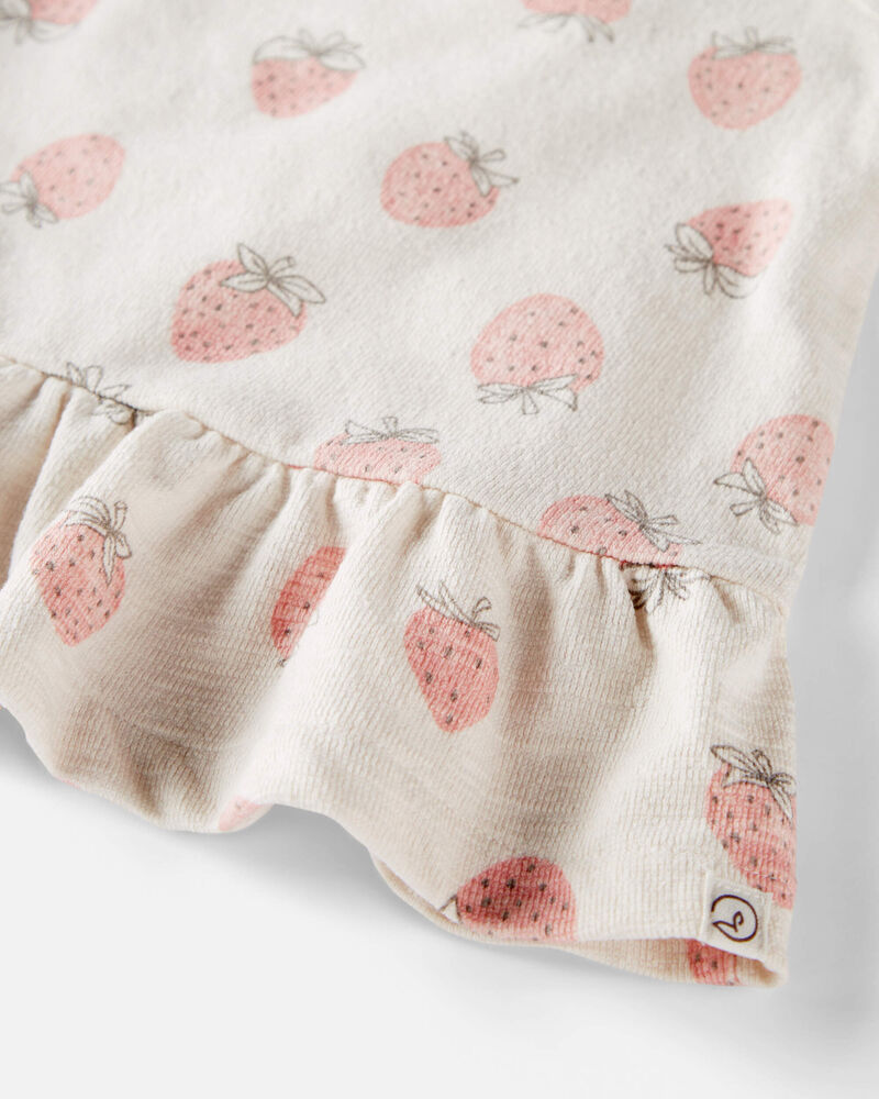 Tout-petit fille - Ensemble 2 pi&egrave;ces fait avec coton biologique &agrave; motif de fraises, image 3 sur 4 diapositives