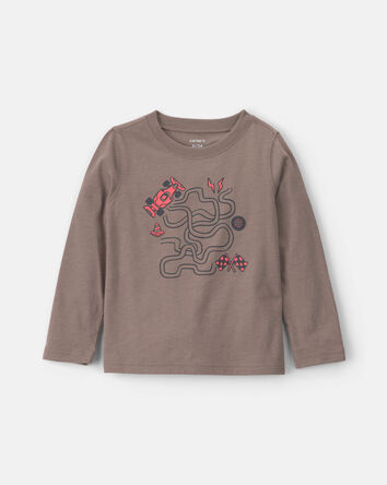 Tout-petit gar&ccedil;on - T-shirt manches longues &agrave; imprim&eacute; voiture de course &ndash; Gris, 
