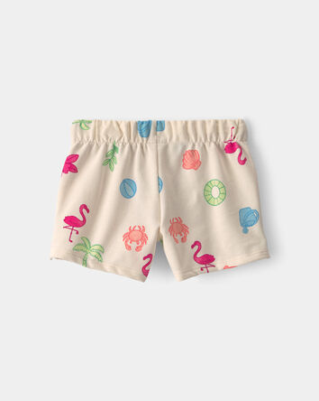 Baby Girl Beach French Terry Shorts - Cream, 