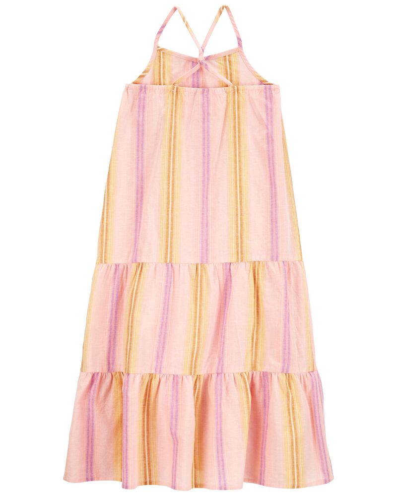 Striped Linen Tiered Maxi Dress, image 2 of 4 slides