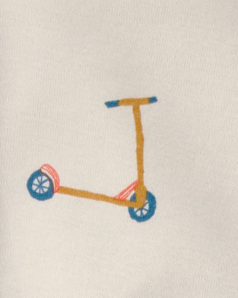 Baby Boy Scooter Short-Sleeve Romper - Cream, image 2 of 3 slides