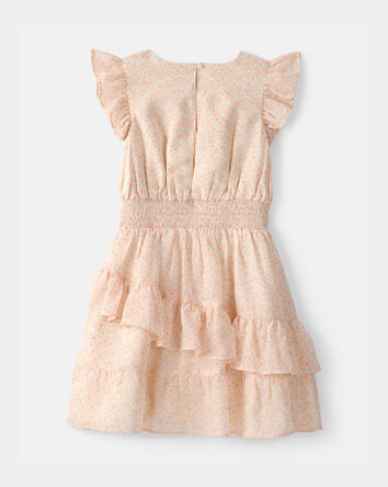 Girls Floral Smocked Dress - Pink, 
