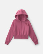 Girls 'Thriving' Fleece Zip-Up Hoodie - Pink, image 1 of 4 slides