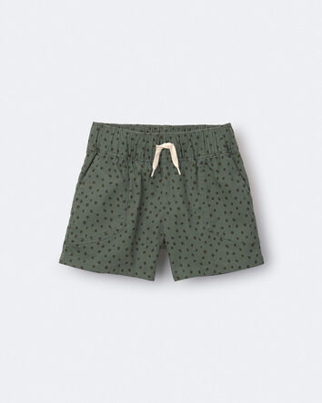 Toddler Standard Short with Pockets in Dot Print- Olive, 