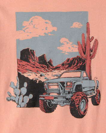Jeune - T-shirt imprim&eacute; Camion - Orange, 