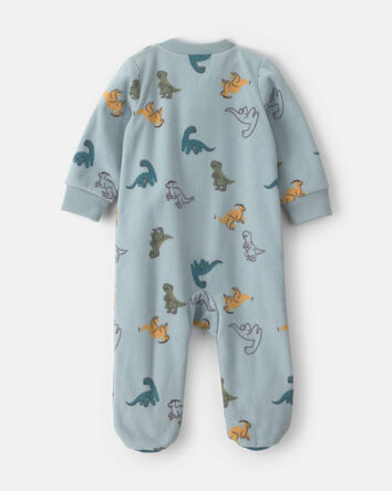 Baby Boy Fleece Dinosaur 2-Way Zip Sleeper - Blue, 