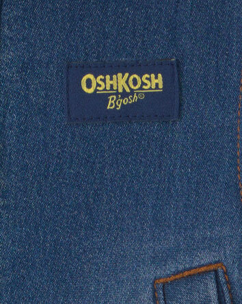B&eacute;b&eacute; gar&ccedil;on - Blouson &agrave; capuchon denim de style universitaire - Indigo/Gris, 