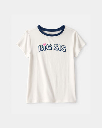 Girls Big Sis Graphic Tee - Cream, 