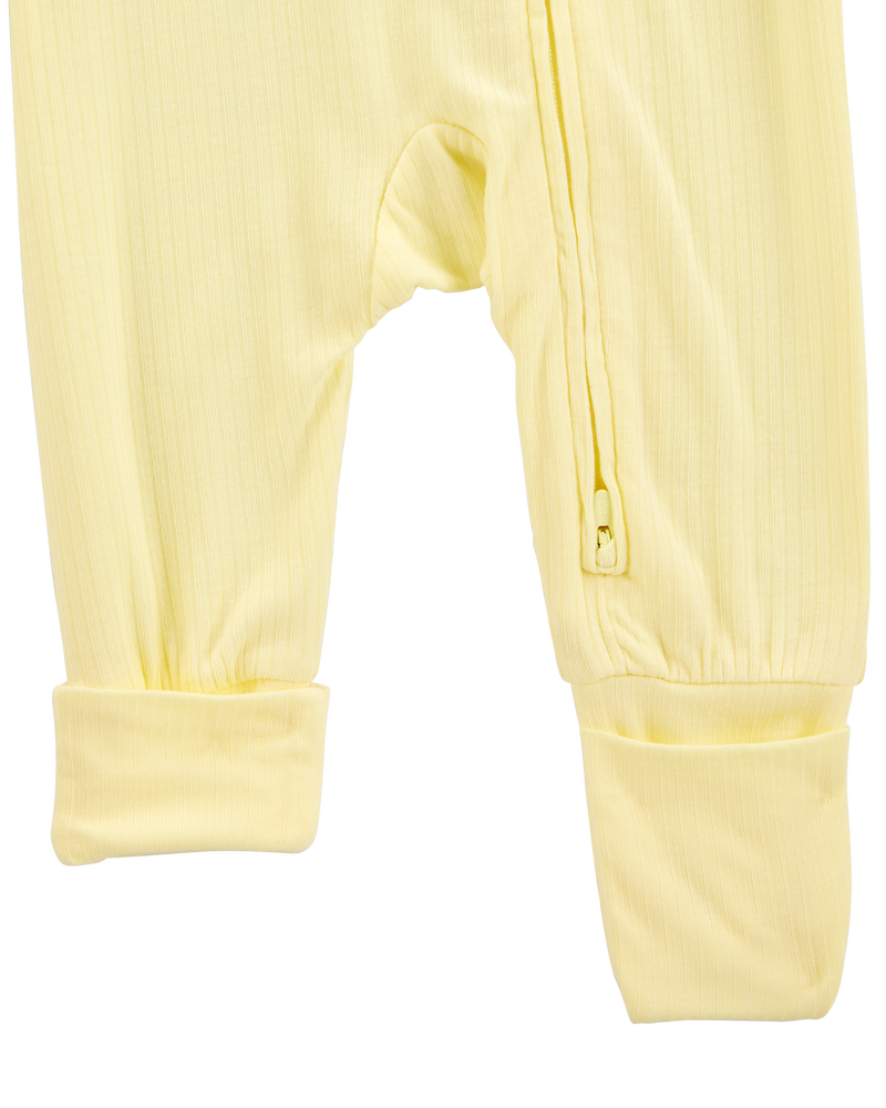 Baby Solid 2-Way Zip PurelySoft Convertible Foot Sleeper Pyjamas - Yellow, image 3 of 8 slides