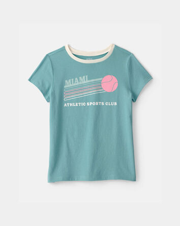 Girls 'Miami Sports Club' Graphic Tee - Blue, 