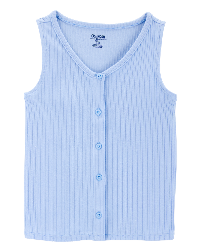 Kid Ribbed Button-Down Vest - Blue, image 1 of 3 slides