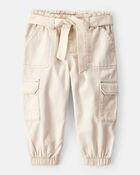 Baby Girl Cotton Cargo Joggers - White, image 1 of 5 slides