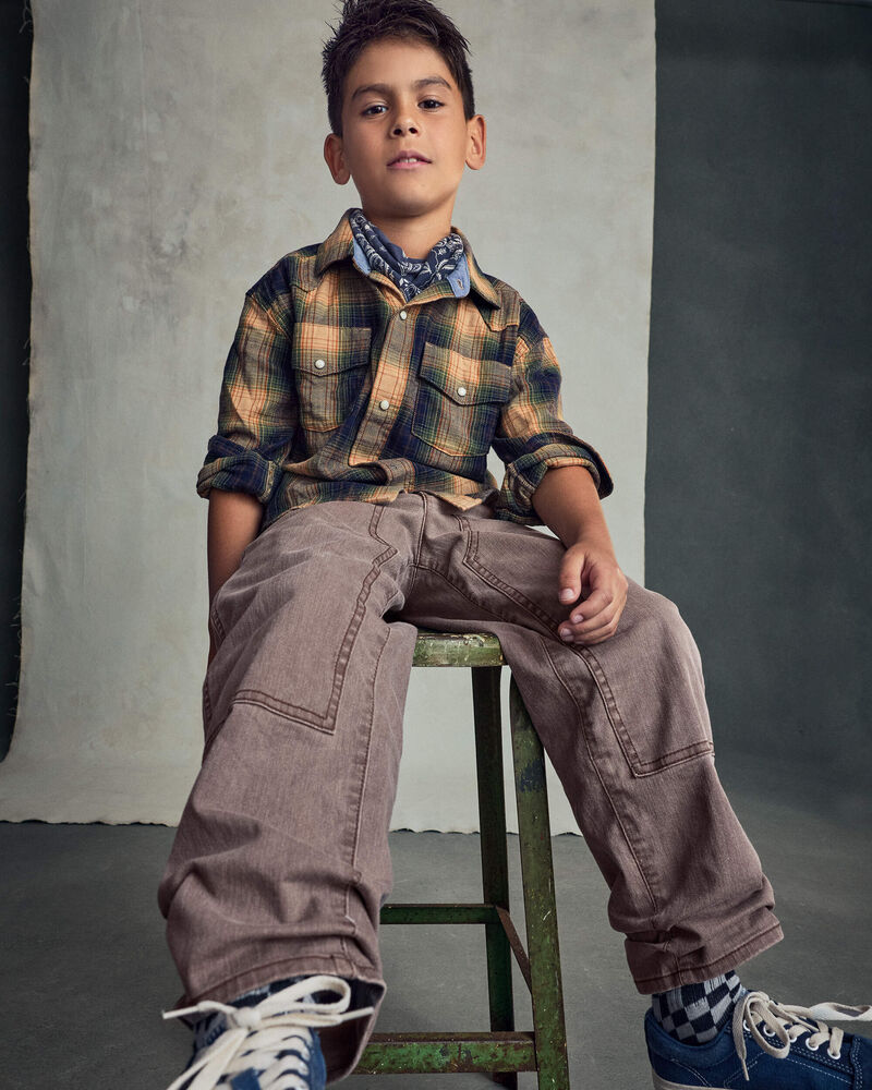 Gar&ccedil;ons - Pantalon menuisier ample &ndash; Brun, image 4 sur 7 diapositives