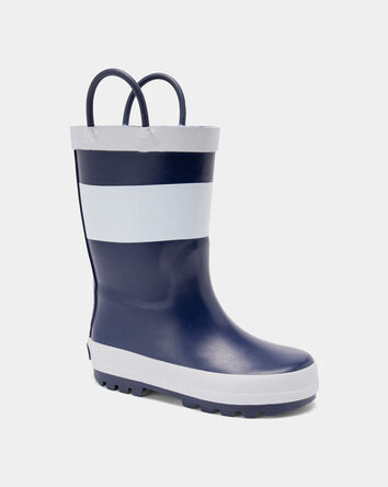 Tout-petit gar&ccedil;on - Bottes de pluie ray&eacute;es - Marine/Blanc, 