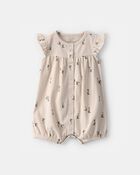 Baby Girl Floral Short-Sleeve Romper - Tan, image 1 of 3 slides