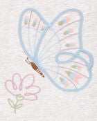 Toddler Butterfly Jersey Long-Sleeve Peplum Top - Grey, image 2 of 3 slides