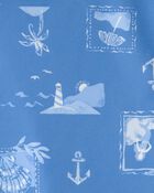 Toddler Girl 3-Piece Sailboat Long-Sleeve Rashguard Swimsuit Set - Blue, image 4 of 5 slides