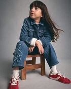 Girls Bear Denim Wide-Leg Jeans - Medium Wash, image 2 of 6 slides