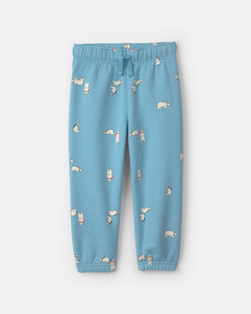 B&eacute;b&eacute; gar&ccedil;on - Ensemble 2 pi&egrave;ces haut en molleton avec capuchon et pantalon &agrave; motif ours polaire &ndash; Gris/Bleu, 