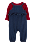 Baby 2-Piece Long-Sleeve Tee & Denim Jumpsuit Set, image 2 of 6 slides