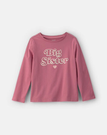 Girls 'Big Sister' Long-Sleeve Graphic Tee - Pink, 