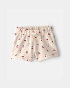 Toddler Girl Cherry French Terry Shorts - Cream, image 1 of 4 slides