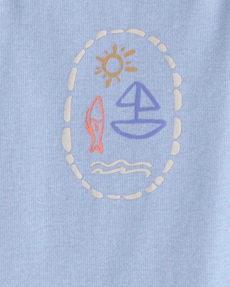 Baby Girl 3-Pack Beach Flutter-Sleeve Multipack Bodysuits - Orange/Blue/Ivory, image 4 of 5 slides