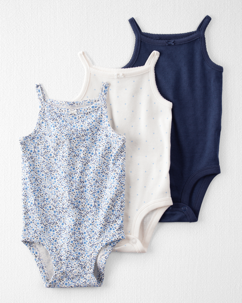 Baby 3-Pack Organic Cotton Rib Bodysuits, image 1 of 5 slides