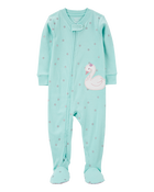 Toddler Girl 1-Piece Swan Print 100% Snug Fit Cotton Footie Pyjamas, image 1 of 4 slides