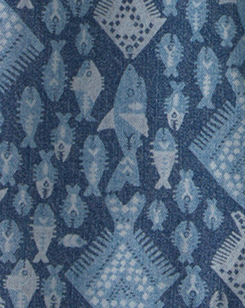 Tout-petit gar&ccedil;on - Chemise boutonn&eacute;e &agrave; manches courtes en chambray de denim &agrave; motif poisson, 