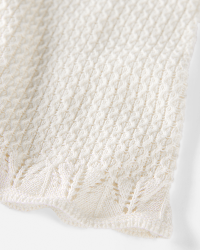 Kid 2-Piece Organic Cotton Crotchet Knit Set-Cream, image 3 of 6 slides