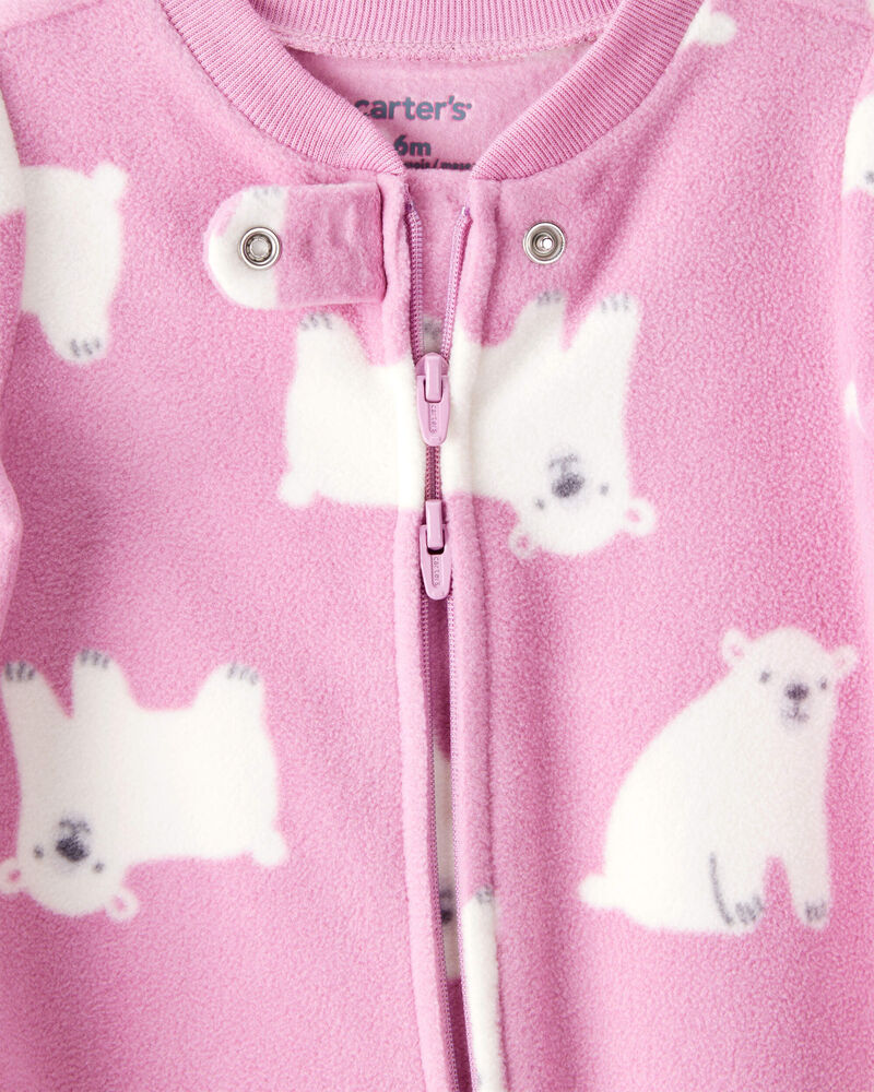 Baby Girl Polar Bear Print Loose Fit Long-Sleeve Sleeper - Pink, image 2 of 4 slides