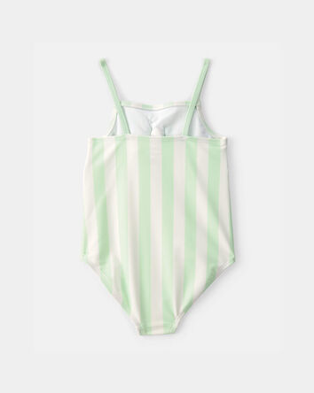 Toddler Girl 1-Piece Striped Swimsuit - Green/Ivory, 