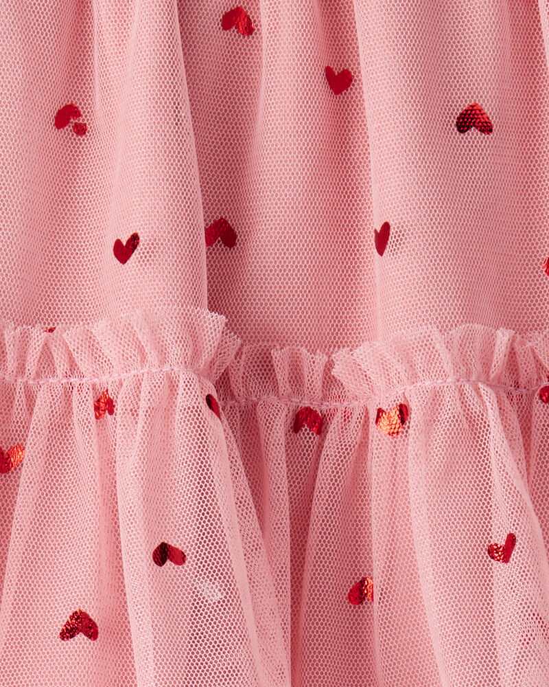 Toddler Girl Heart Tulle Skirt - Pink, image 3 of 4 slides