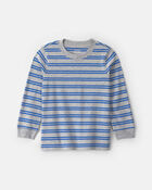 Toddler Boy Striped Long-Sleeve T-Shirt - Grey/Blue, image 1 of 3 slides