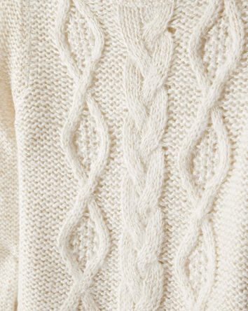 Toddler Girl Metallic Cable Knit Long-Sleeve Sweater - Ivory, 