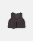 Toute-petite fille &ndash; Gilet en molleton teddy &agrave; motif n&oelig;ud &ndash; Noir, image 1 sur 2 diapositives