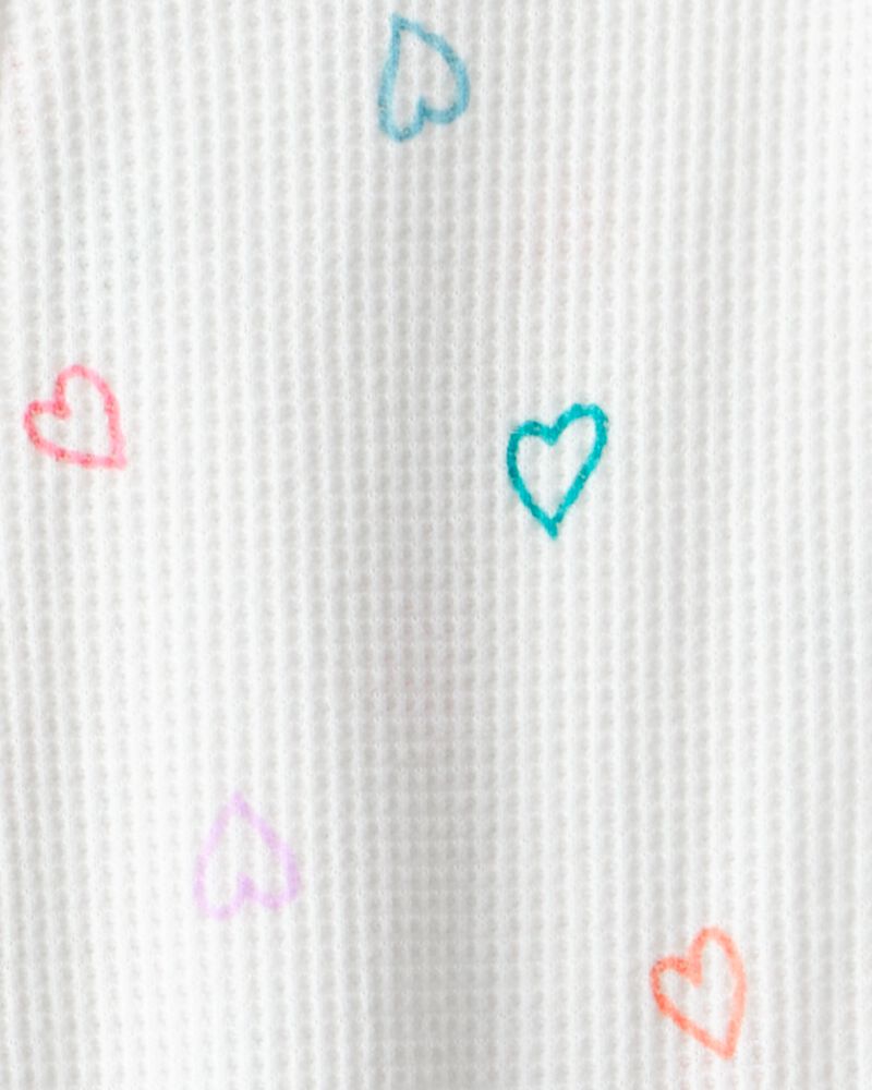 Toddler Girl Heart Cotton Snug Fit Footie 1-Piece Pyjamas - White, image 2 of 3 slides