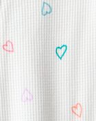 Toddler Girl Heart Cotton Snug Fit Footie 1-Piece Pyjamas - White, image 2 of 3 slides