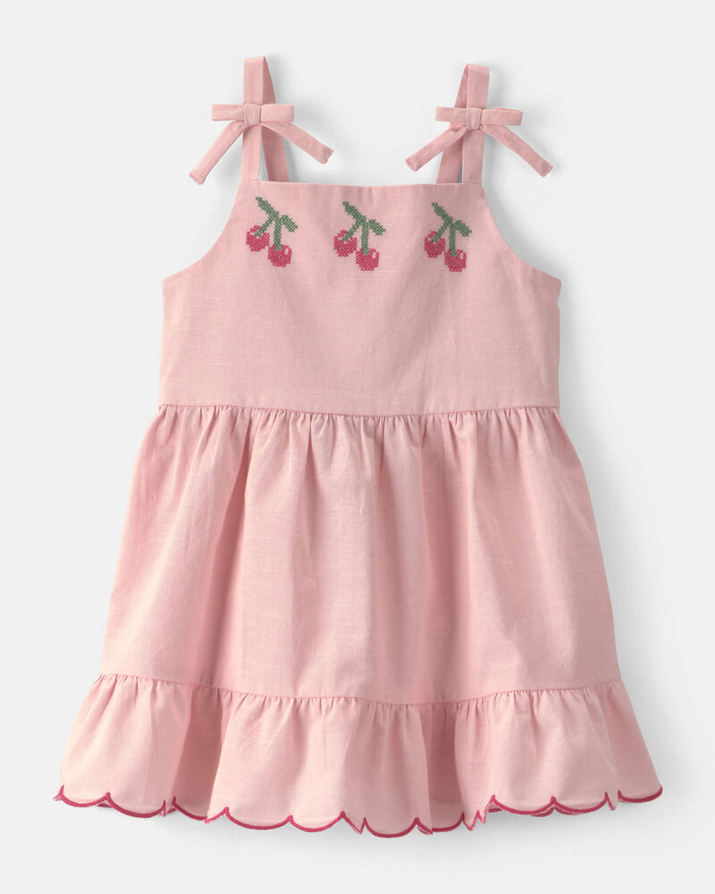 Tout-petit fille - Robe sans manches &agrave; motif de cerises - Rose, image 1 sur 3 diapositives
