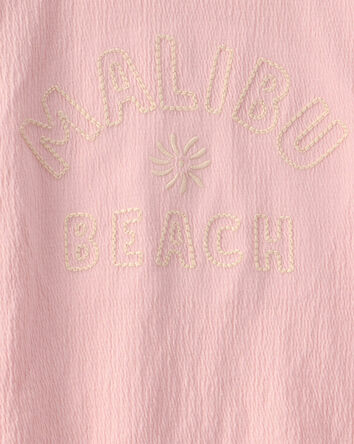 Girls 'Malibu Beach' Crinkle Top - Pink, 