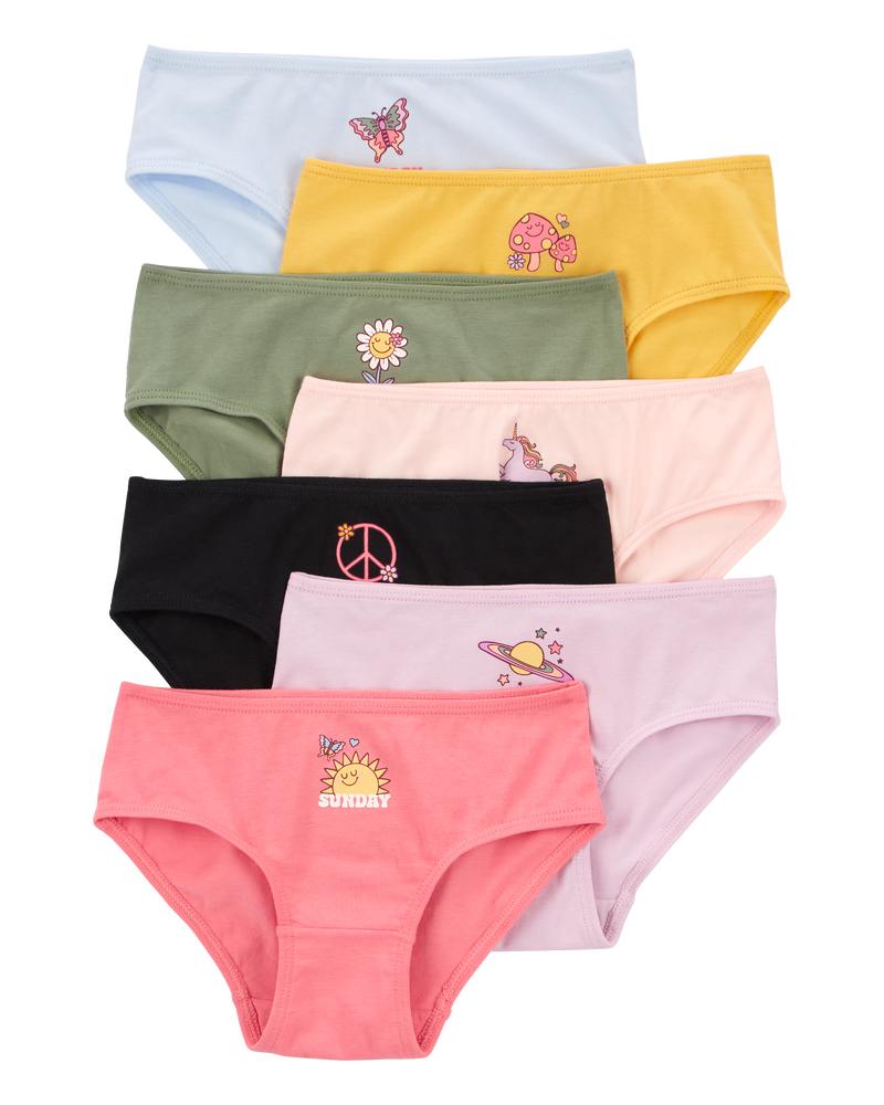 Enfant Emballage de 7 culottes hipsters en coton extensible &agrave; motif des jours de la semaine pour filles, image 1 sur 1 diapositives
