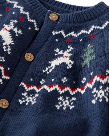 Baby Organic Cotton Fair Isle Sweater Knit Jumpsuit, 