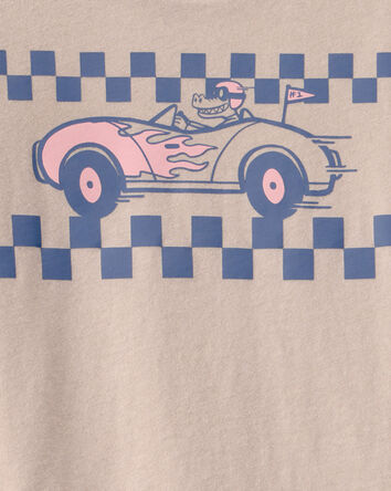 Tout-petit gar&ccedil;on - T-shirt &agrave; imprim&eacute; alligator en voiture de voiture de course - Beige, 